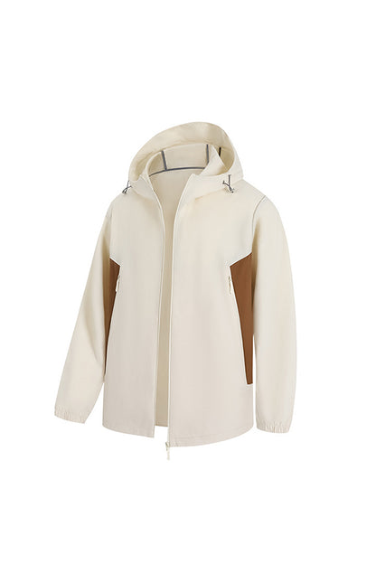 Men's Spring Colorblock Lightweight Outdoor Hooded Jacket
