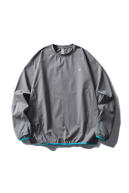 Unisex Fall Contrast Stitch Crew Neck Long Sleeve Top