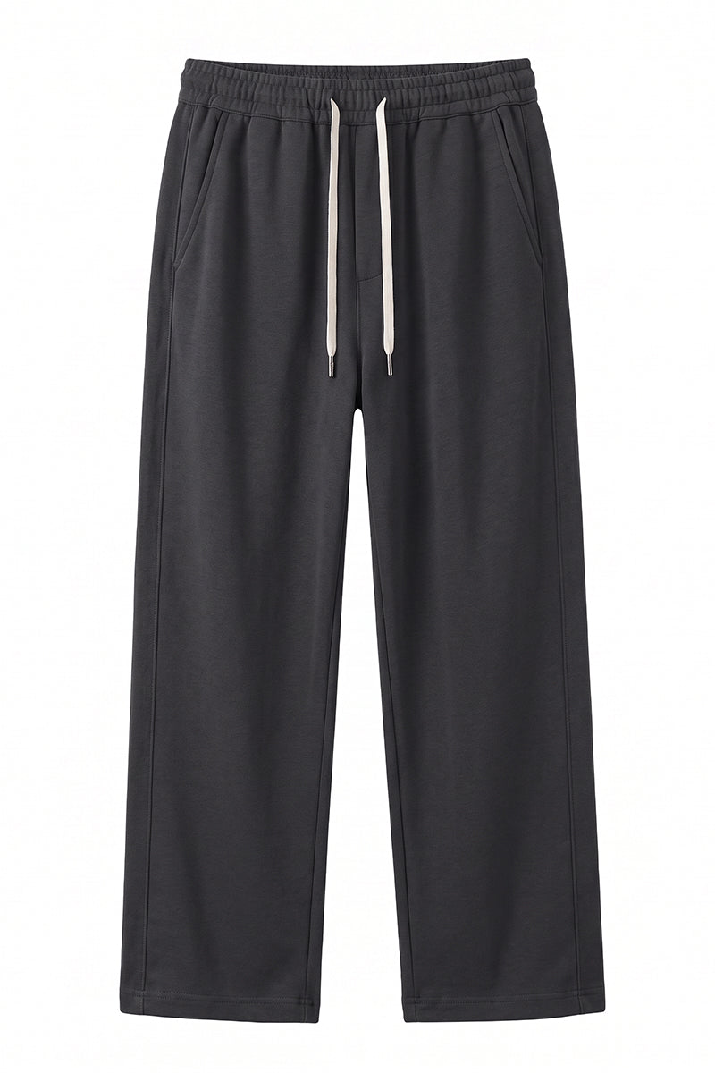 Men's Spring Heather-Grey Straight-Leg Cotton Sweatpants