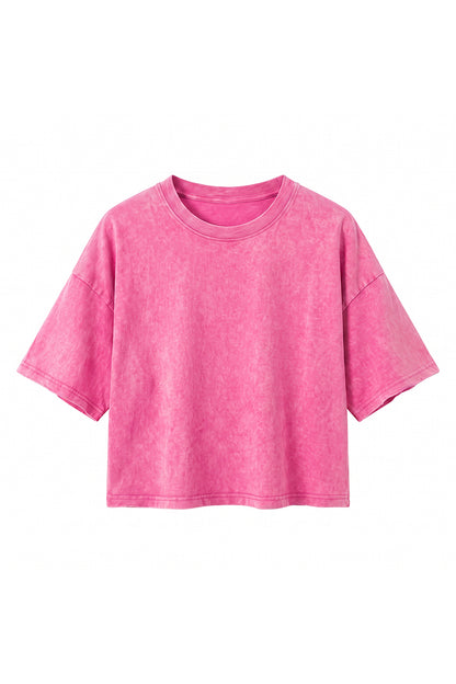 Women's Summer Washed Vintage Relaxed Crop T-Shirt
