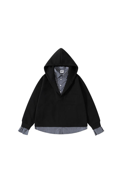 Men's Fall Winter Plaid-Layered Preppy Pullover Hoodie