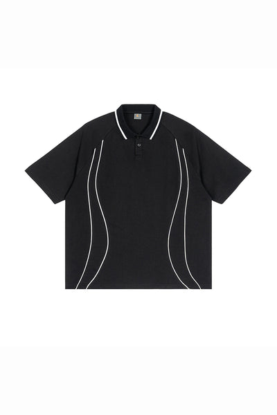 Men's Street Boxy Contrast Piping Short Sleeve Cotton Polo