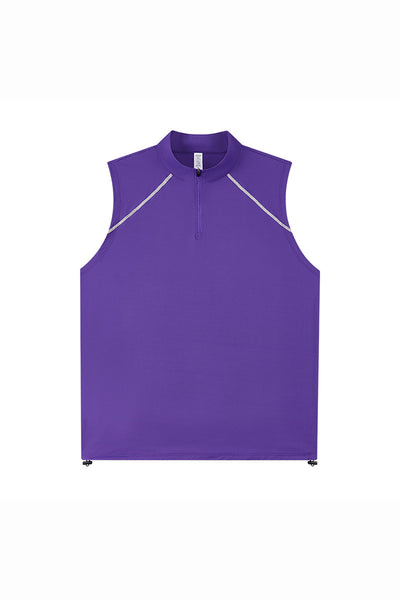 Men's Summer Half-Zip Stand-Collar Athletic Tank Top