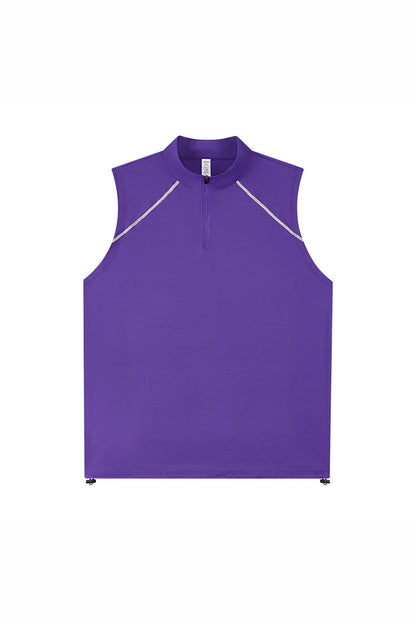 Men's Summer Half-Zip Stand-Collar Athletic Tank Top