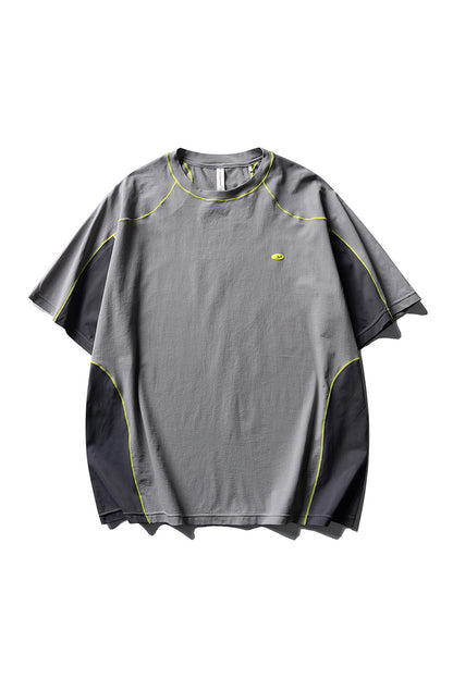 Men Summer Color Block Quick Dry Sports T Shirt