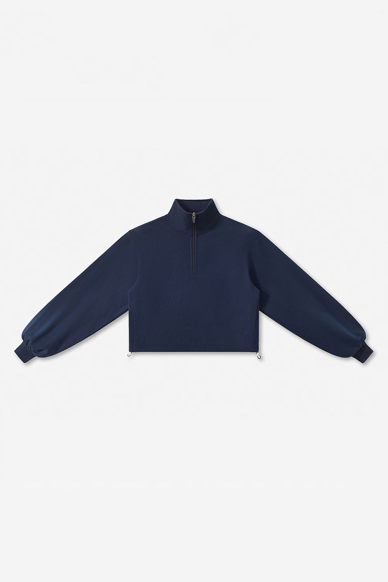 Women's Fall Winter Half-Zip Cropped Drawstring Sweatshirt