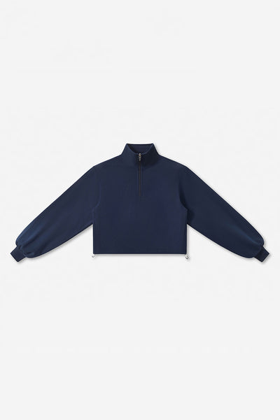 Women's Fall Winter Half-Zip Cropped Drawstring Sweatshirt