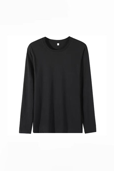 Men's Fall Combed Cotton Solid Crewneck Long-Sleeve T-Shirt