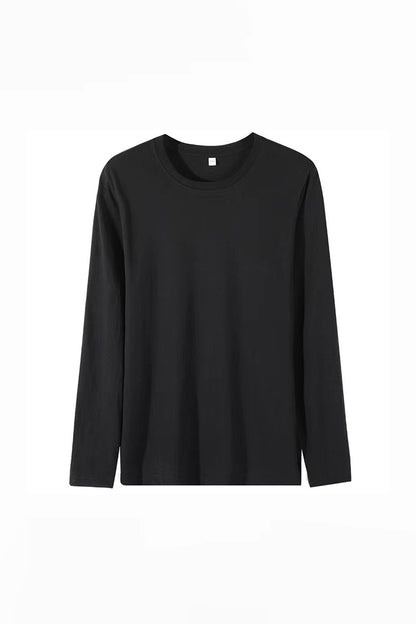 Men's Fall Combed Cotton Solid Crewneck Long-Sleeve T-Shirt