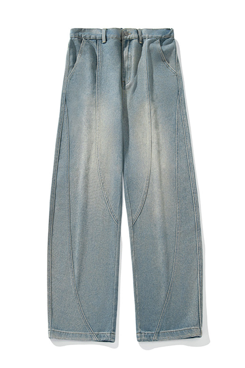 Men's Spring Washed Vintage Loose Straight-Leg Jeans
