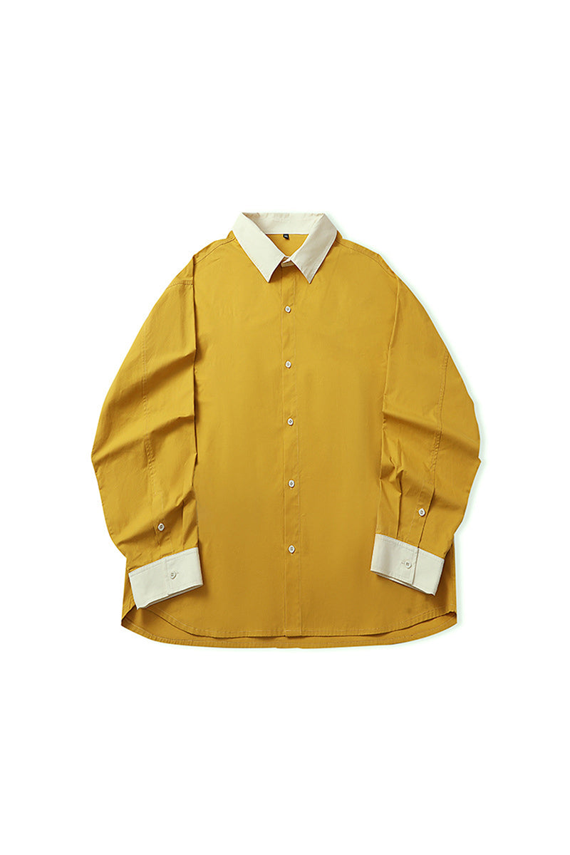 Women's Spring Colorblock Collared Button-Down Shirt