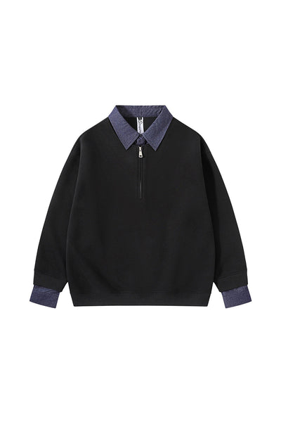 Men's Fall Winter Half-Zip Layered Preppy Sweatshirt