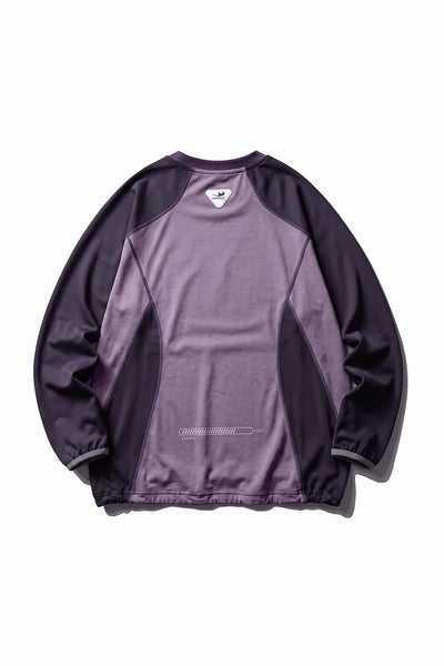Unisex Fall Mesh Spliced Crew Neck Sports Long Sleeve Top