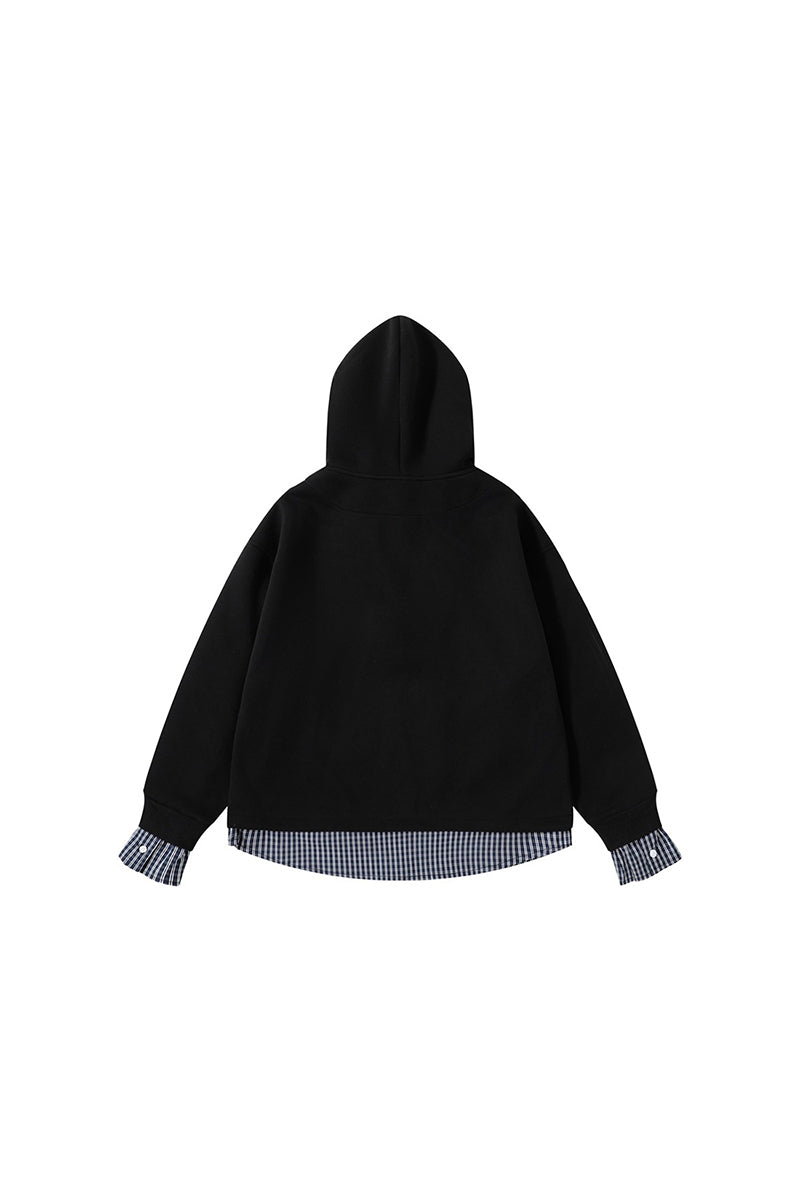 Men's Fall Winter Plaid-Layered Preppy Pullover Hoodie