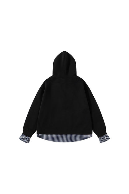 Men's Fall Winter Plaid-Layered Preppy Pullover Hoodie