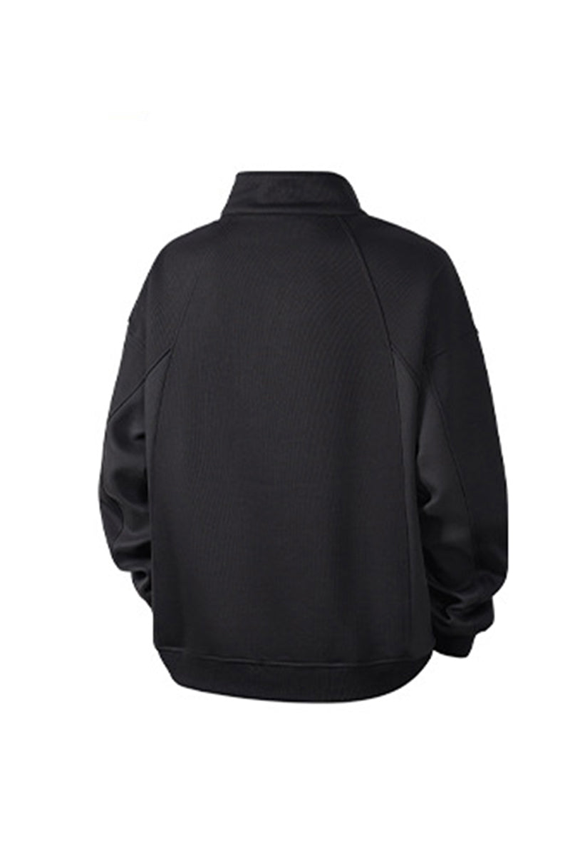 Men's Fall Winter Snap-Button Colorblock Collar Sweatshirt