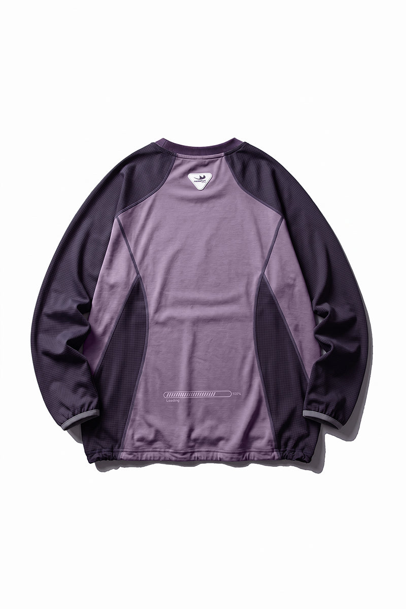 Men Fall Mesh Spliced Crew Neck Sports Long Sleeve Top