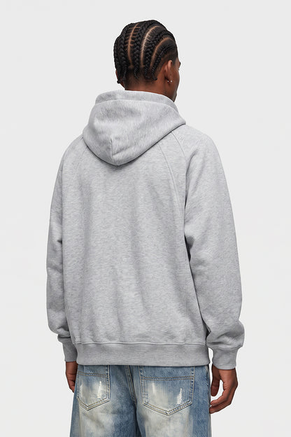Men Winter Fleece Lined Half Zip High Collar Hoodie