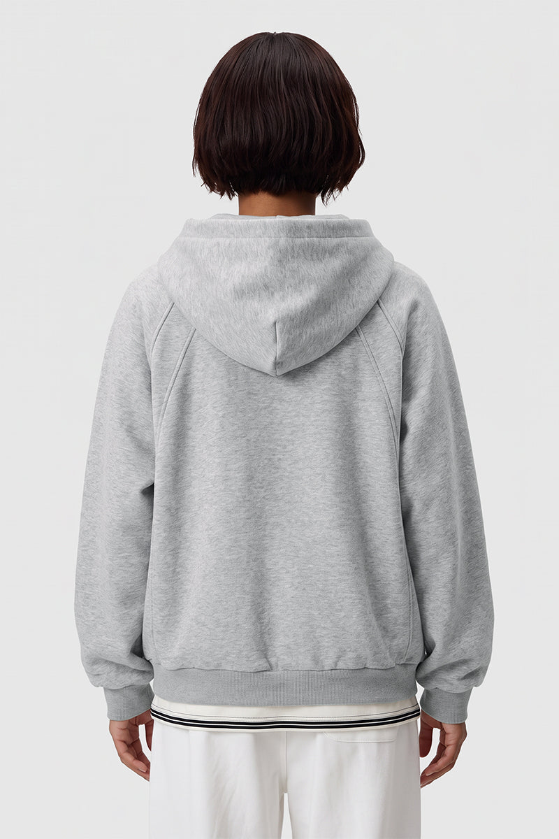 Women Fall 3D Paneled Half Zip High Collar Hoodie