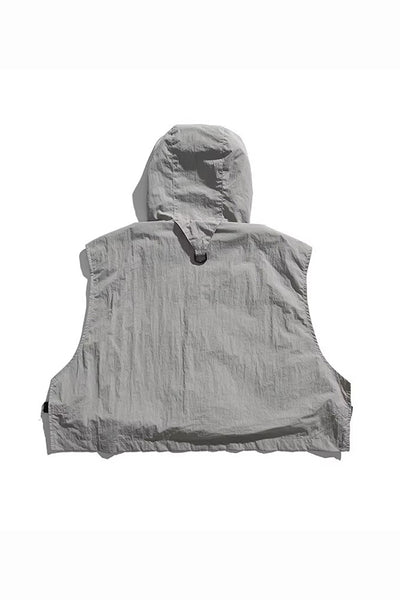 Men's Summer Hooded Multi-Pocket Cropped Utility Cargo Vest