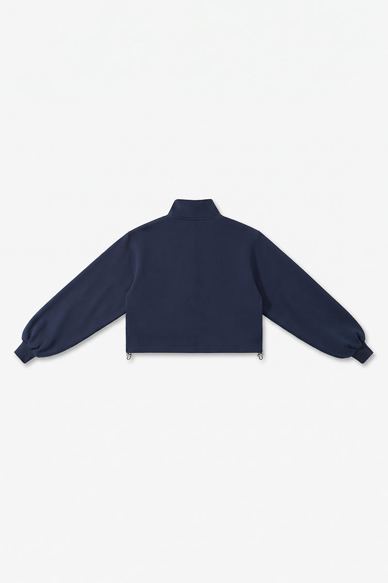 Women's Fall Winter Half-Zip Cropped Drawstring Sweatshirt