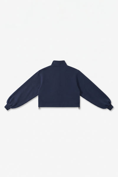 Women's Fall Winter Half-Zip Cropped Drawstring Sweatshirt