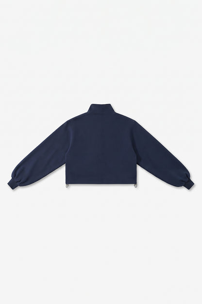 Women's Fall Winter Half-Zip Cropped Drawstring Sweatshirt