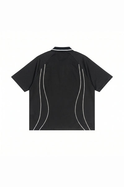 Men's Street Boxy Contrast Piping Short Sleeve Cotton Polo