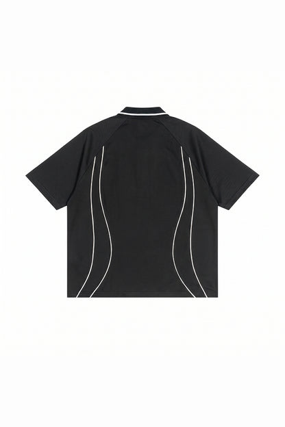 Men's Street Boxy Contrast Piping Short Sleeve Cotton Polo
