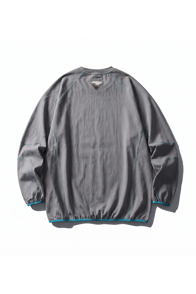 Men Fall Contrast Stitch Crew Neck Long Sleeve Top