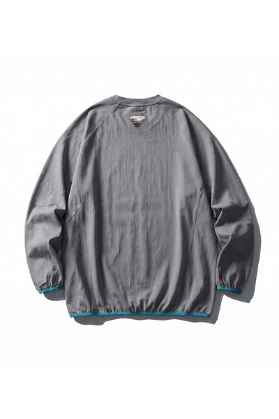 Men Fall Contrast Stitch Crew Neck Long Sleeve Top