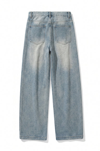 Men's Spring Washed Vintage Loose Straight-Leg Jeans