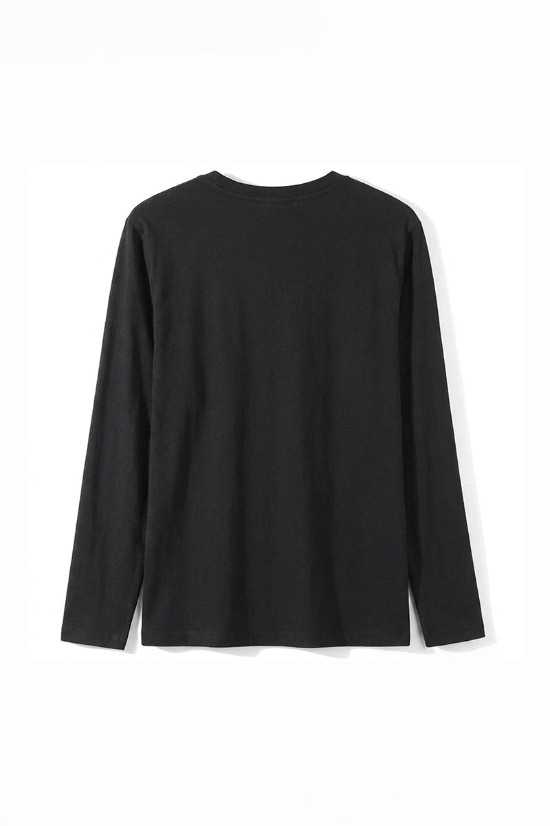 Men's Fall Combed Cotton Solid Crewneck Long-Sleeve T-Shirt