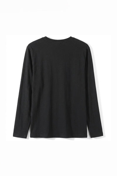 Men's Fall Combed Cotton Solid Crewneck Long-Sleeve T-Shirt