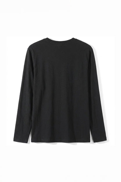 Men's Fall Combed Cotton Solid Crewneck Long-Sleeve T-Shirt