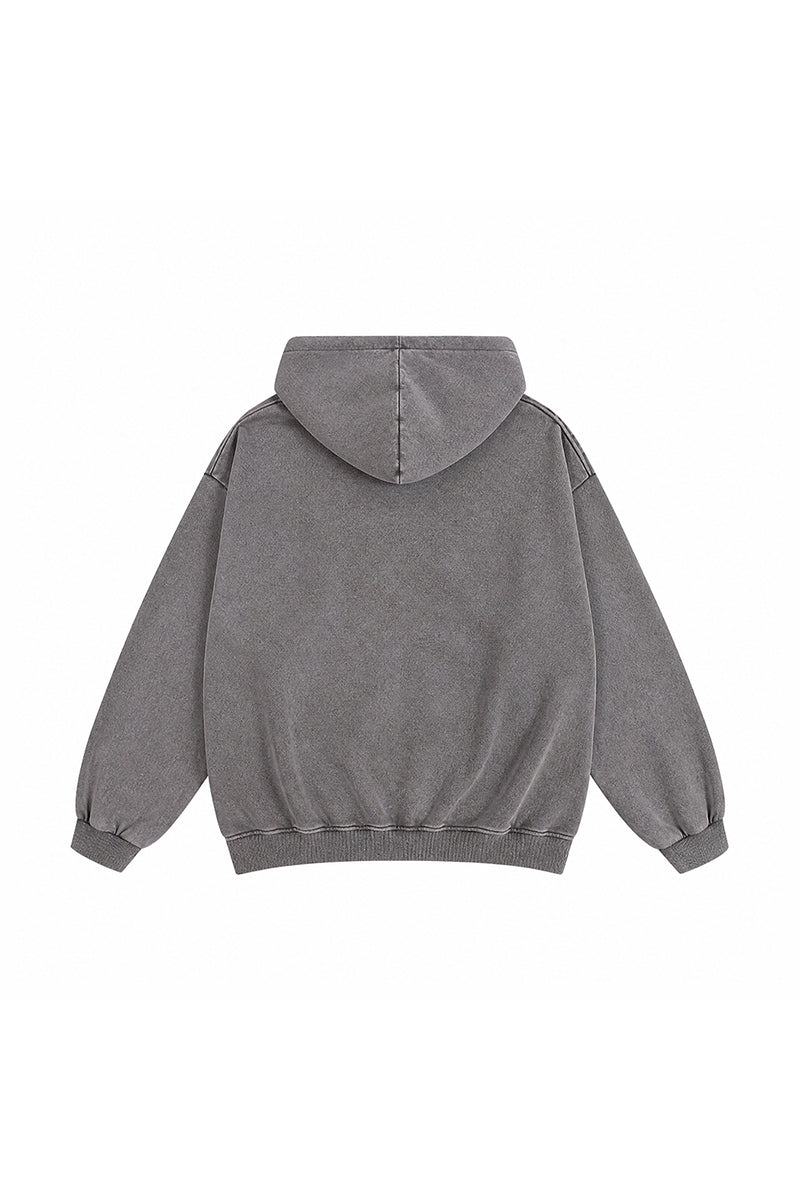 Men's Fall Winter Vintage Washed Zip-Up Pocket Hoodie