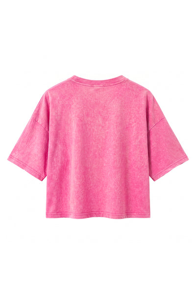 Women's Summer Washed Vintage Relaxed Crop T-Shirt