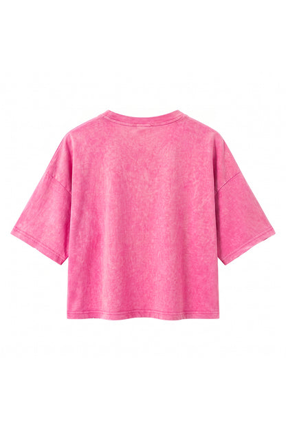 Women's Summer Washed Vintage Relaxed Crop T-Shirt