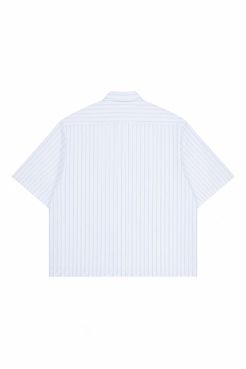 Men's Summer Cropped Vertical-Stripe Stretch Casual Shirt