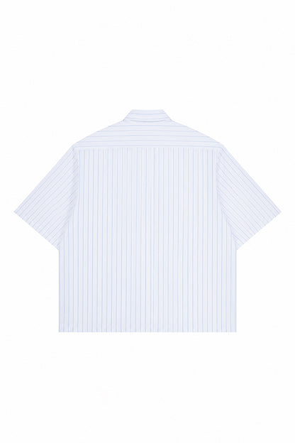 Men's Summer Cropped Vertical-Stripe Stretch Casual Shirt