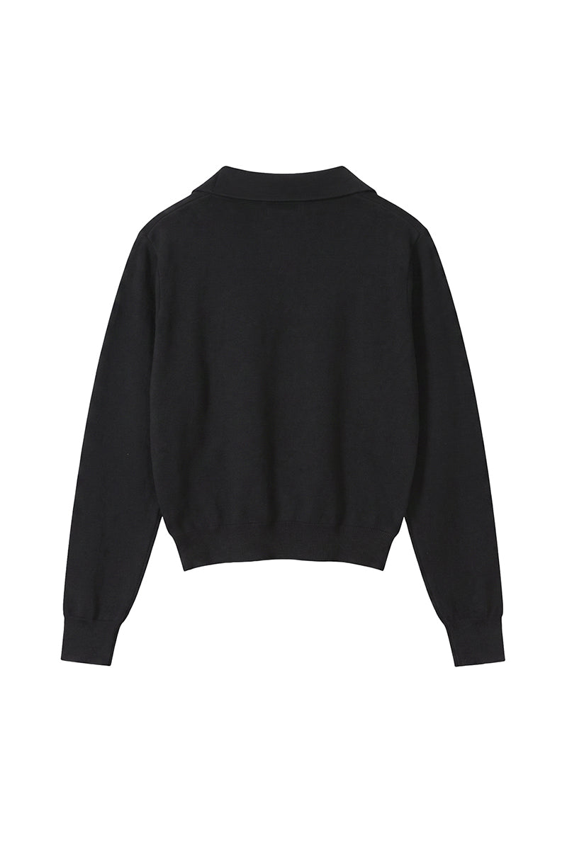 Unisex Fall 420G Cropped Polo Collar Knit Sweater