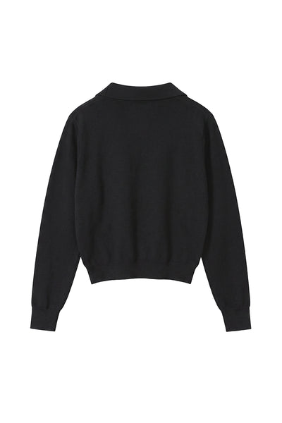 Unisex Fall Clothing 420G Cropped Polo Collar Knit Sweater