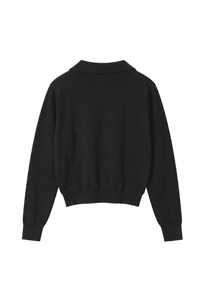 Unisex Fall 420G Cropped Polo Collar Knit Sweater