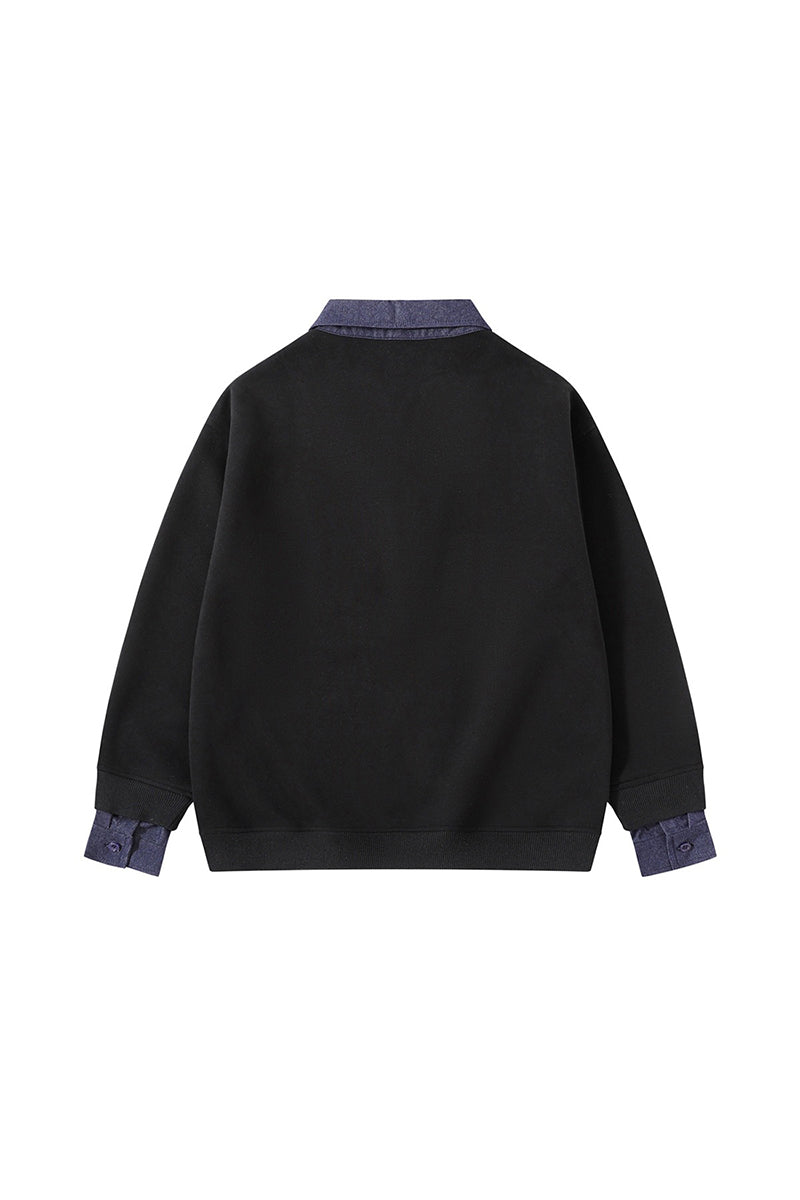 Men's Fall Winter Half-Zip Layered Preppy Sweatshirt