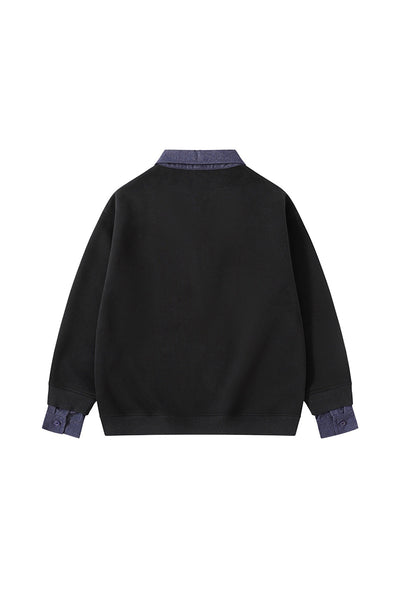 Men's Fall Winter Half-Zip Layered Preppy Sweatshirt