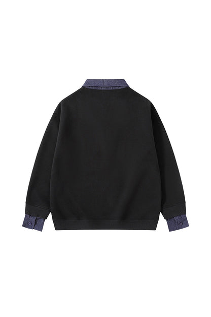 Men's Fall Winter Half-Zip Layered Preppy Sweatshirt