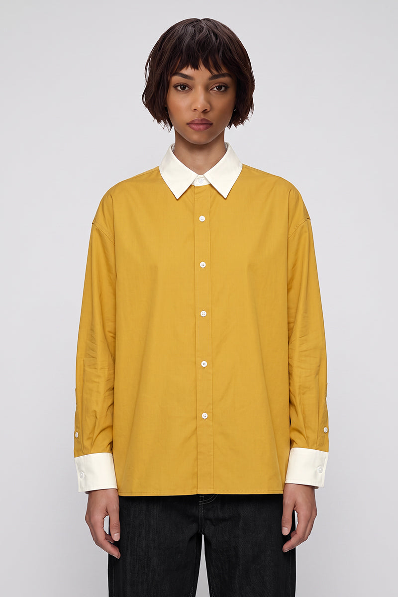 Women's Spring Colorblock Collared Button-Down Shirt