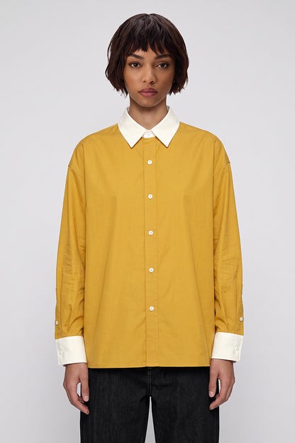 Women's Spring Colorblock Collared Button-Down Shirt