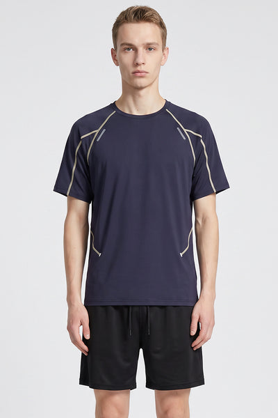 Men's Summer Reflective Contrast Quick-Dry Athletic T-Shirt