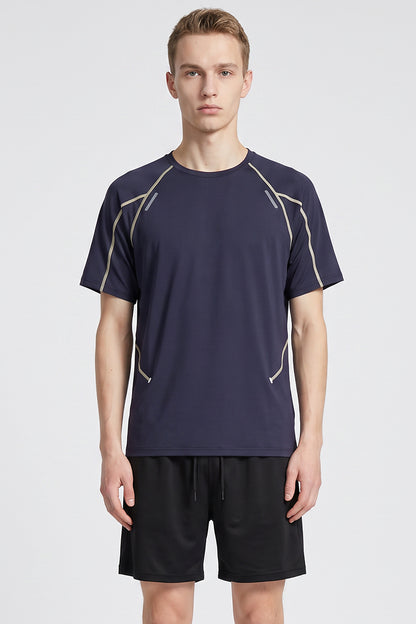 Men's Summer Reflective Contrast Quick-Dry Athletic T-Shirt